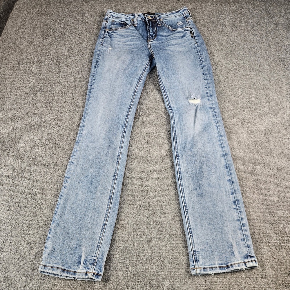 Silver Jeans Co Beau Mid Rise Slim‎ Boyfriend Distressed Jeans Light Wash